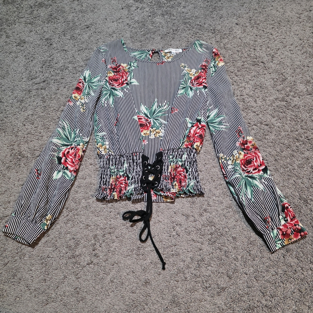 Floral Striped Women's Top